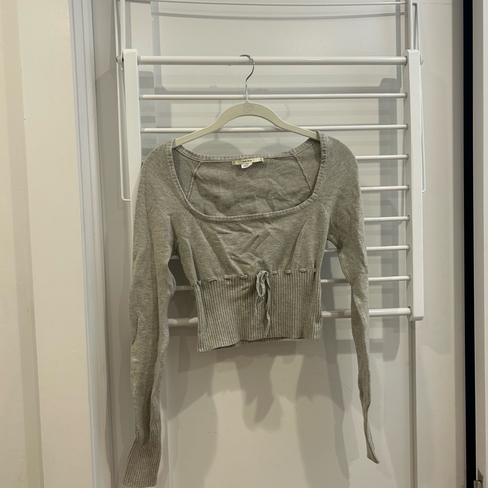 Kimchi Blue Heather Gray Cropped Blouse